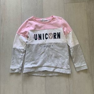 H&M girls unicorn crew neck sweatshirt size 6/8